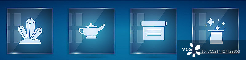 魔法石灯或阿拉丁神灯套装图片素材