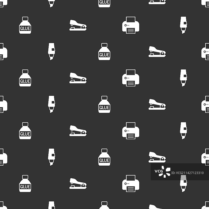 打印机、记号笔、胶水和订书机图片素材