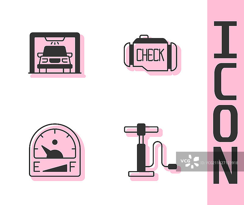 汽车气泵清洗电机燃气表和检查套装图片素材