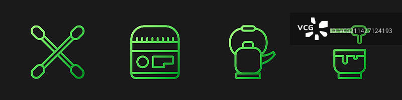 带柄水壶棉签套装图片素材