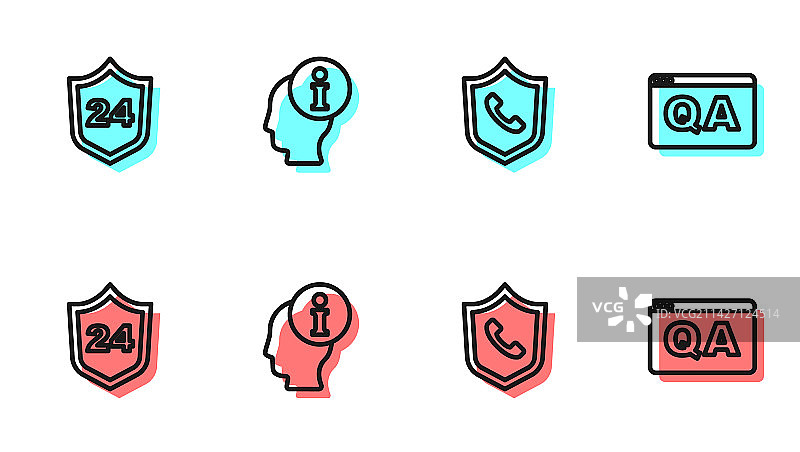 24小时客服支持信息电话线条图标图片素材