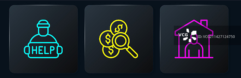 帮助无家可归者寻找避难所线条图片素材