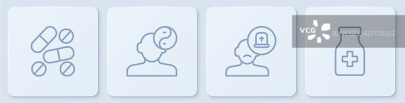 药品药丸或药片、男医生阴阳图标图片素材