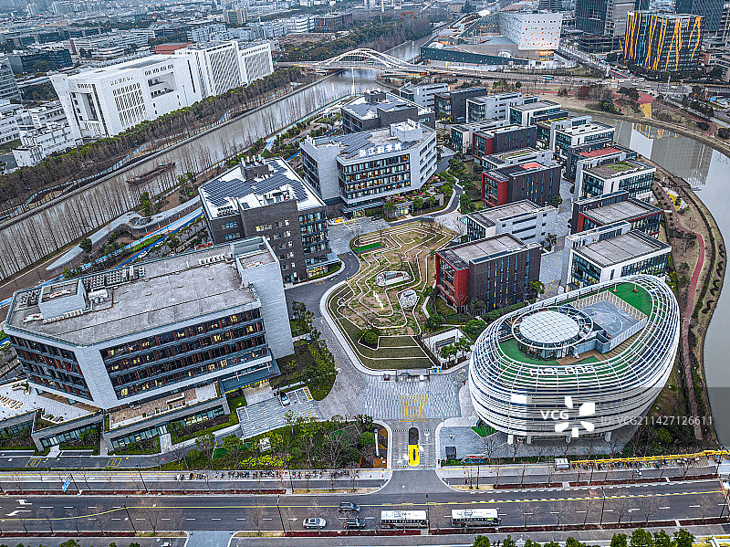上海浦东新区张江人工智能岛航拍视角图片素材