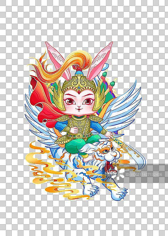 兔子将军骑猛虎携大刀战斗图片素材