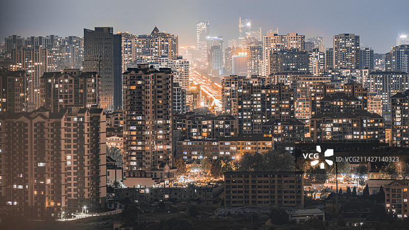 山东省烟台市福山区夜景图片素材