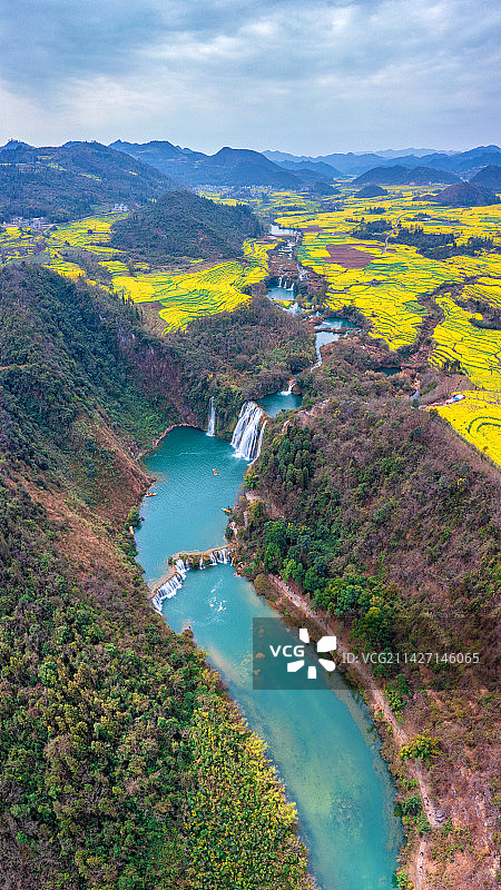 云南罗平——九龙瀑布与油菜花的故事图片素材