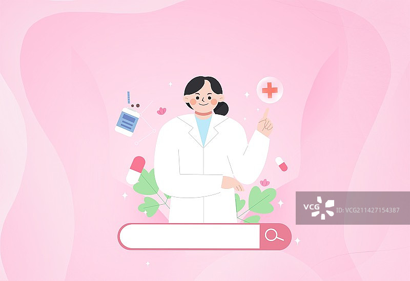 医疗防护健康医生专家指导门诊常见病插画图片素材