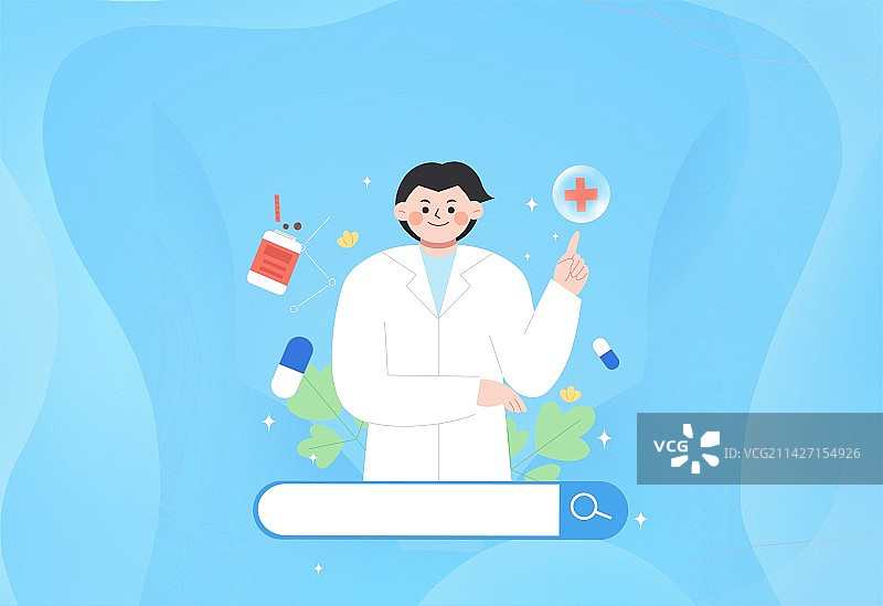 医疗防护健康医生专家指导门诊常见病插画图片素材