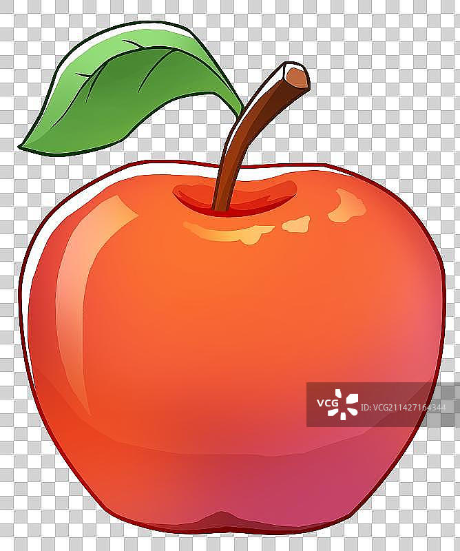 二次元赛璐璐平涂水果系列苹果单独素材1图片素材