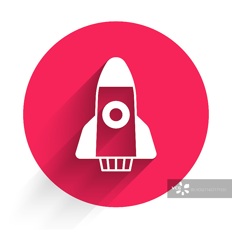带长阴影的白色火箭飞船图标图片素材