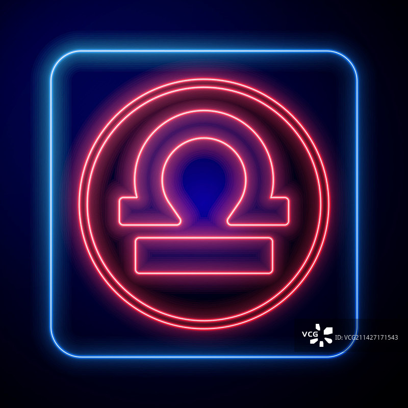 发光的霓虹灯天秤座星座标志图片素材