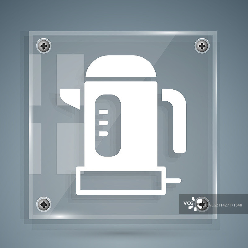 灰色背景中的白色电热水壶图标图片素材