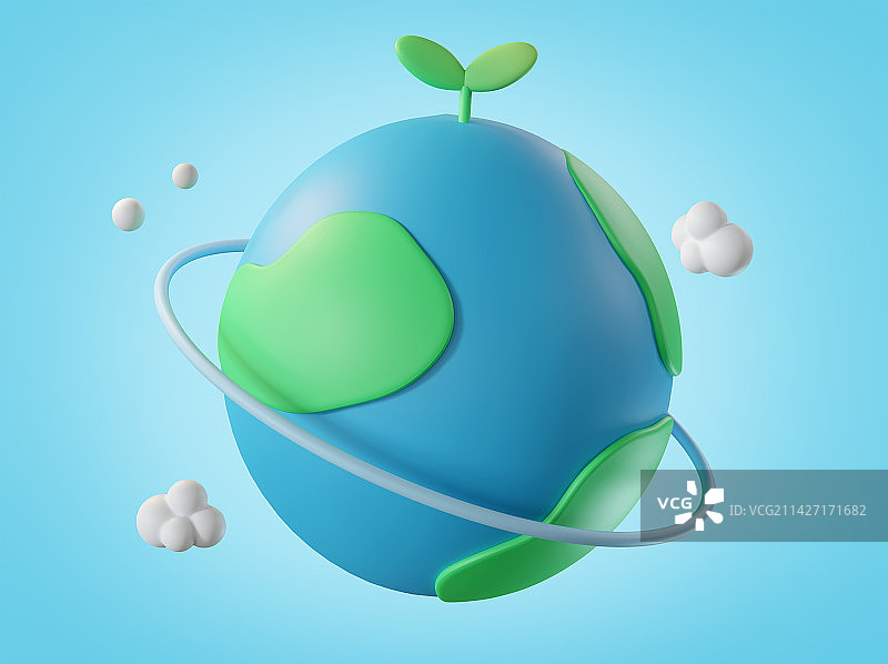 世界地球日植物3D渲染插画图片素材
