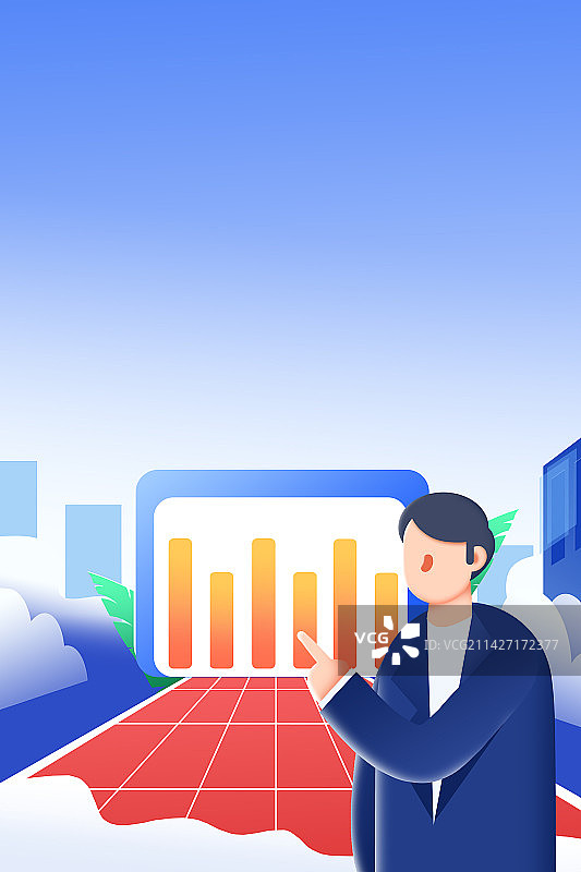 卡通手绘金融股票上涨下跌插画图片素材
