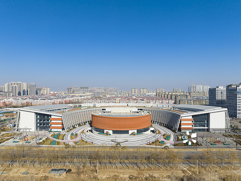 山东济南商河市民中心航拍图片素材