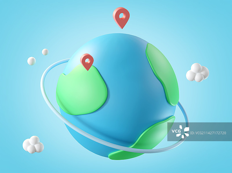 地球定位坐标系统3D渲染图片素材