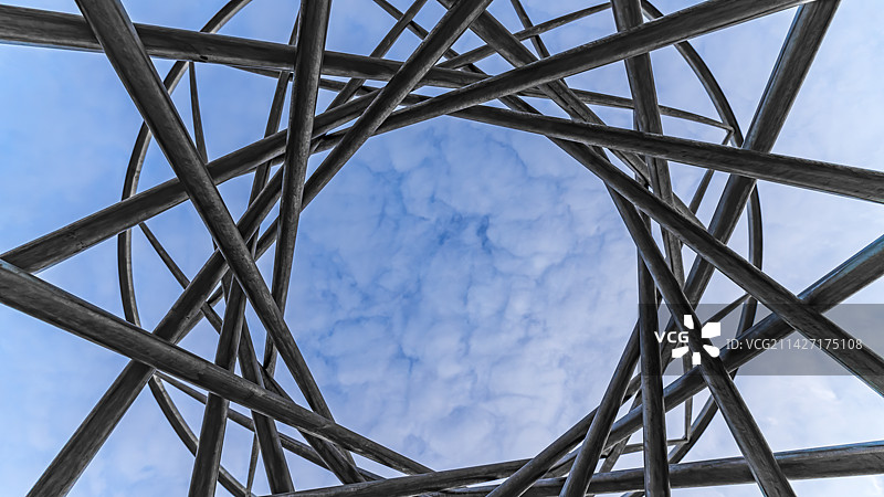 山东省烟台市福山区象牙桥广场雕塑建筑结构空间几何图片素材
