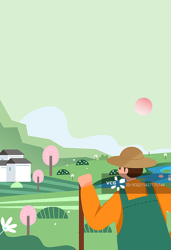 农民 农产品 农作 田地 农业 劳动节 丰收 水稻 丰收节 种植 庄园 稻田 收获 水果 蔬菜 插画图片素材