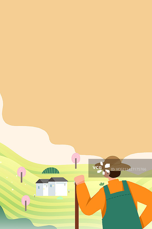 农民 农产品 农作 田地 农业 劳动节 丰收 水稻 丰收节 种植 庄园 稻田 收获 水果 蔬菜 插画图片素材