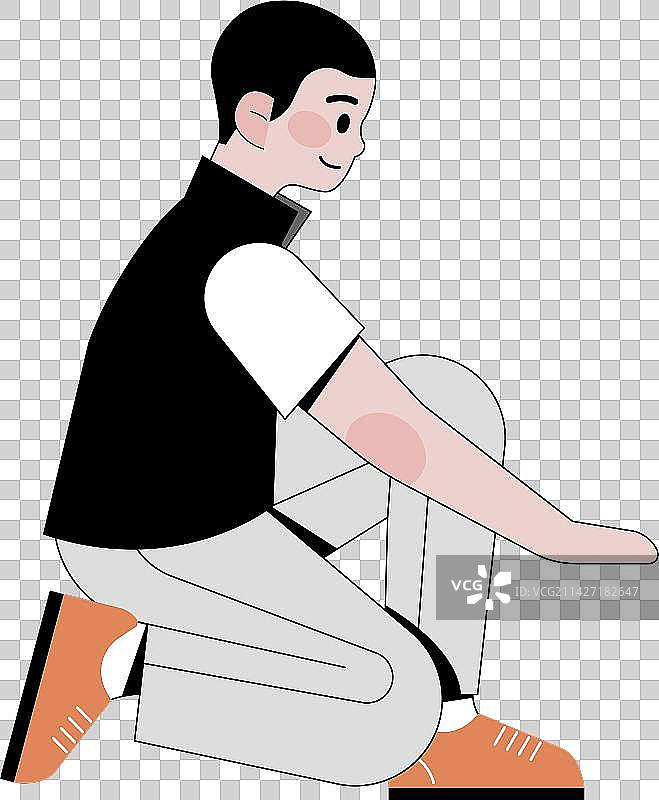 半蹲摸东西的男生插画元素图片素材