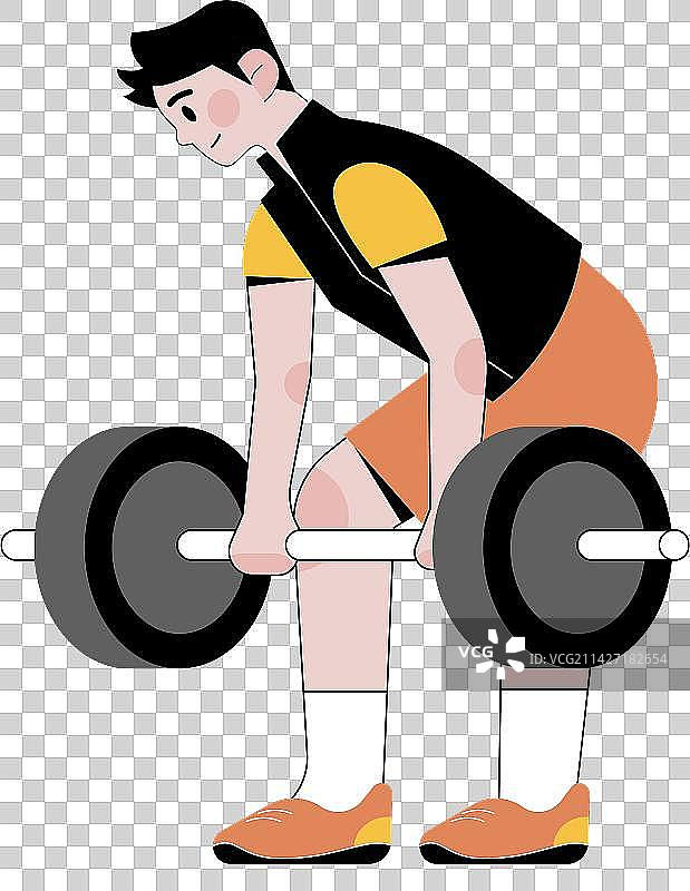 弯腰举重的男人插画元素图片素材