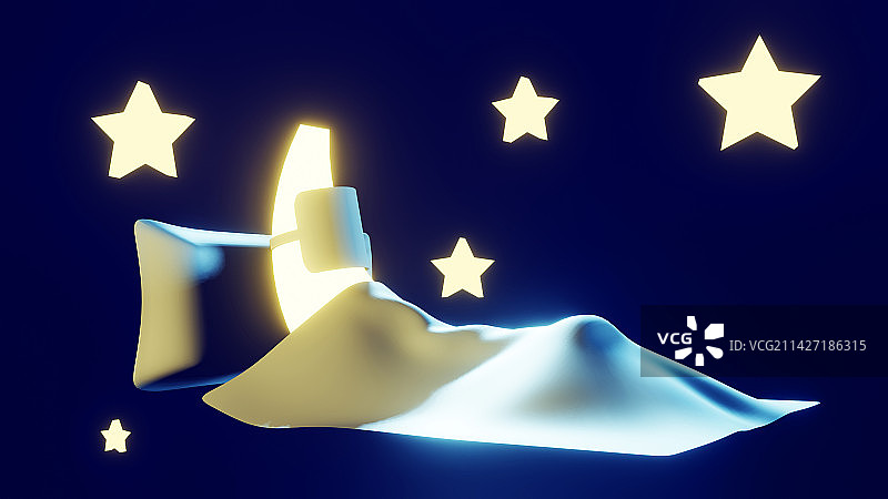 3D夜晚睡眠插画图片素材