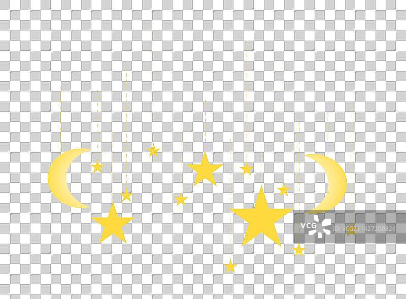 白色背景上的星星月亮闪亮特写镜头图片素材