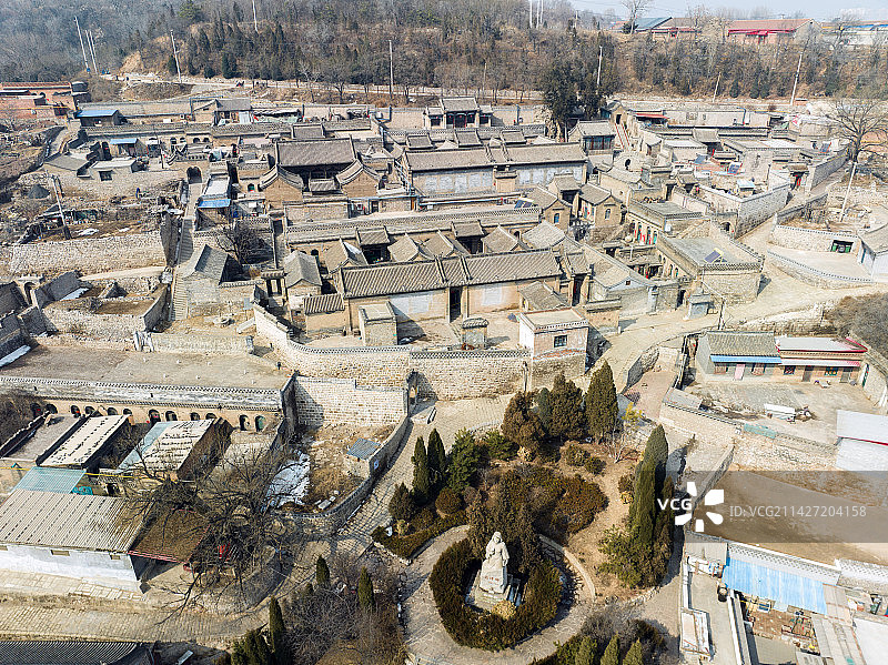 航拍山西省阳泉市平定县石评梅故居图片素材