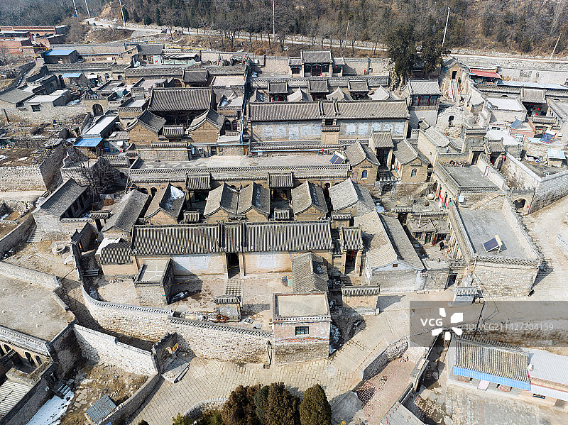 航拍山西省阳泉市平定县石评梅故居图片素材