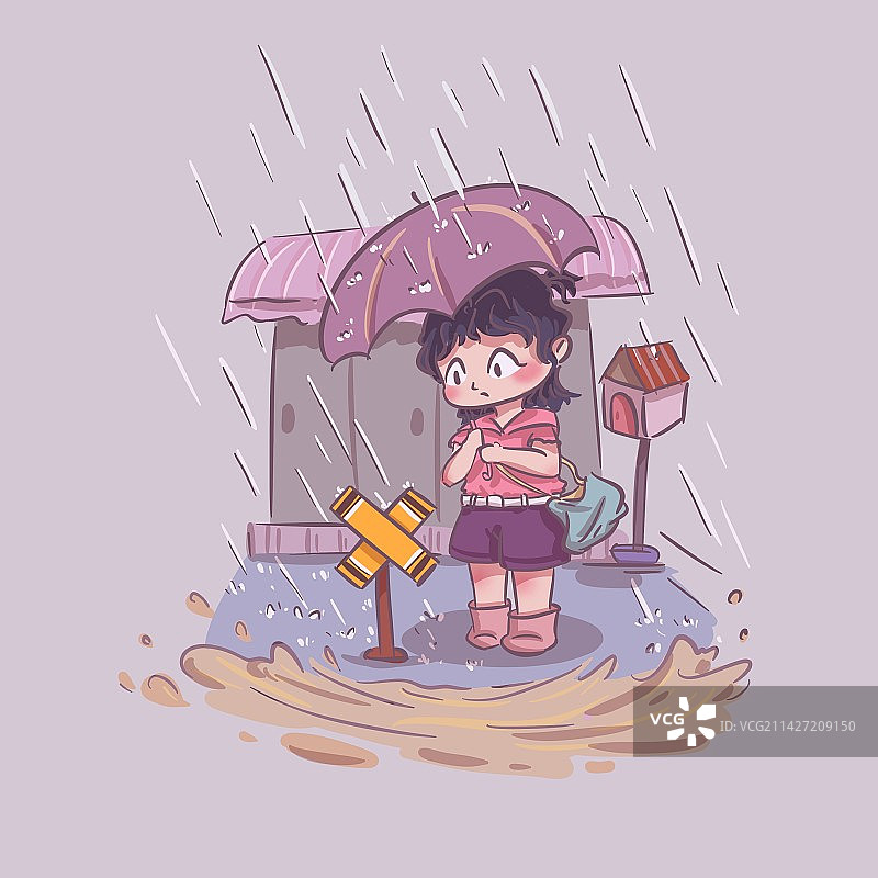 带伞的女孩图片素材