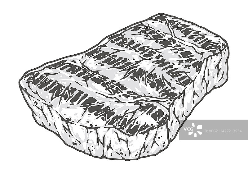 油炸肉类复古单色标志图片素材