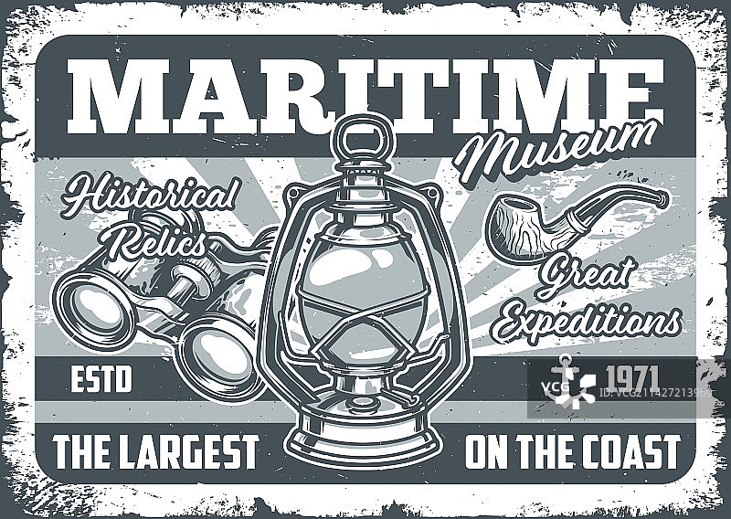 海事博物馆宣传单复古单色图片素材