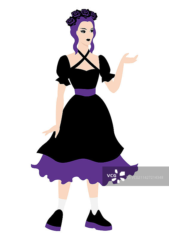 哥特风格暗黑连衣裙女孩图片素材