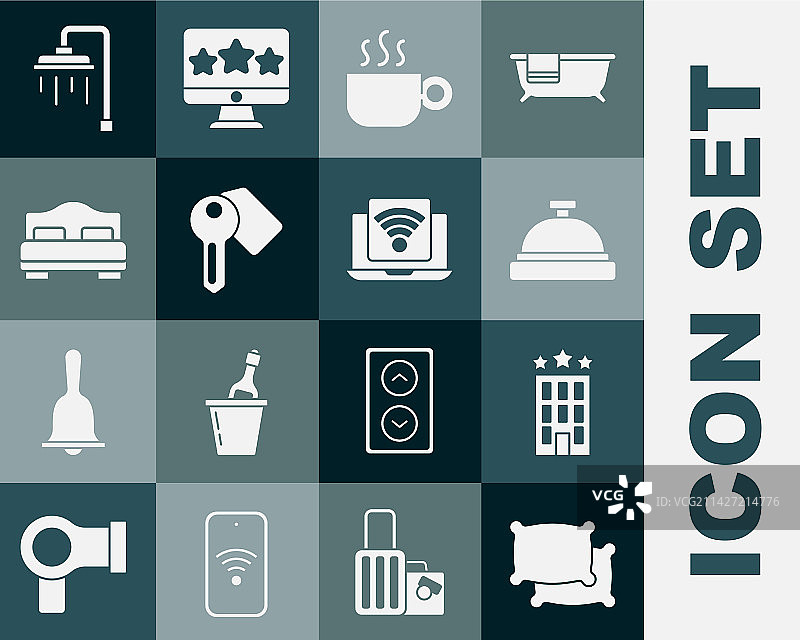 酒店枕头服务铃咖啡套装图片素材