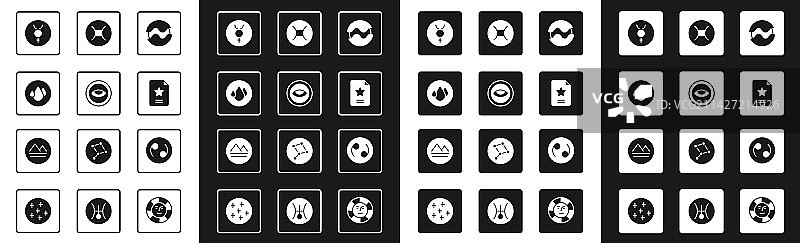 星球奖章与水滴符号图片素材