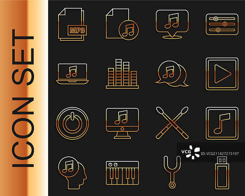 USB闪存盘、音符和播放图片素材