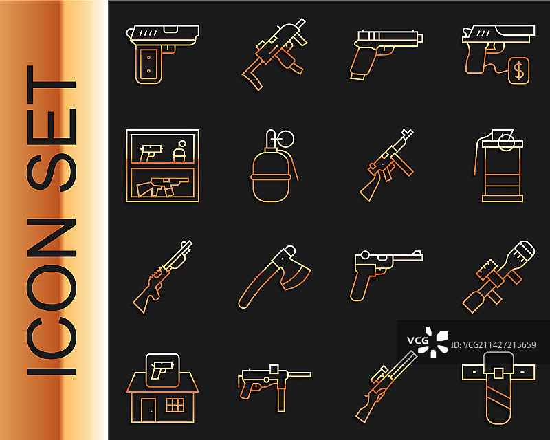 线条图案：刀、枪套、狙击镜、手图片素材