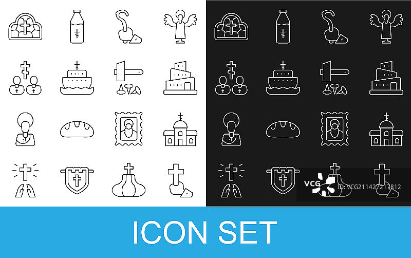 基督教十字架教堂巴别塔线条图案图片素材