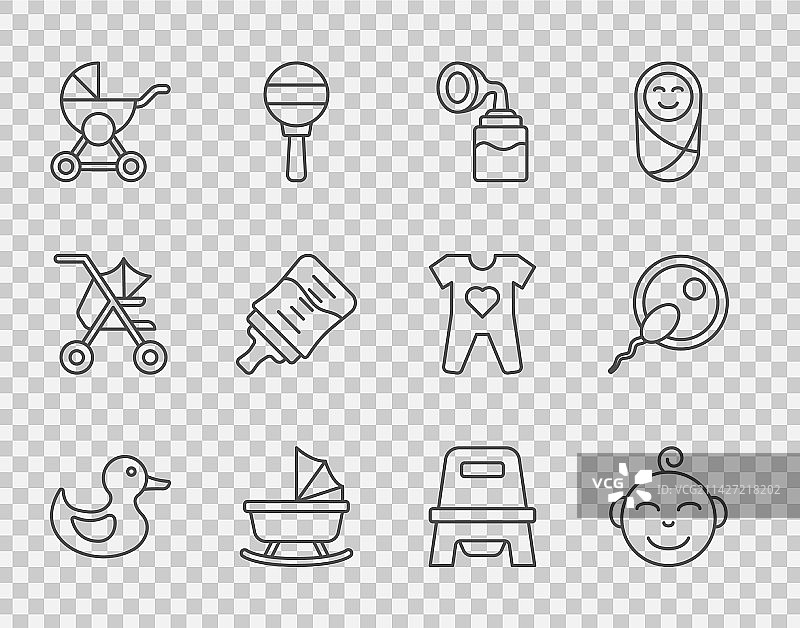 小男孩头部的橡皮鸭和吸奶器图片素材