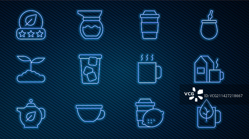 茶叶茶杯与叶子牛奶冰茶图片素材