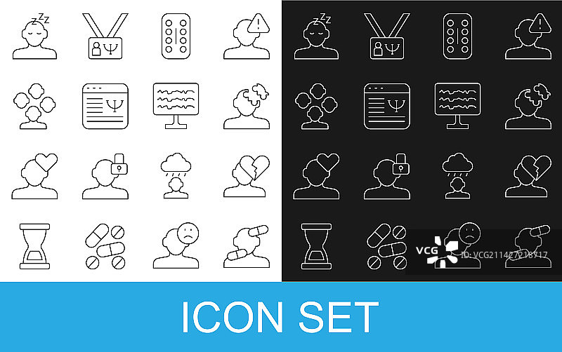 镇静药丸、破碎的心或离婚线条图片素材