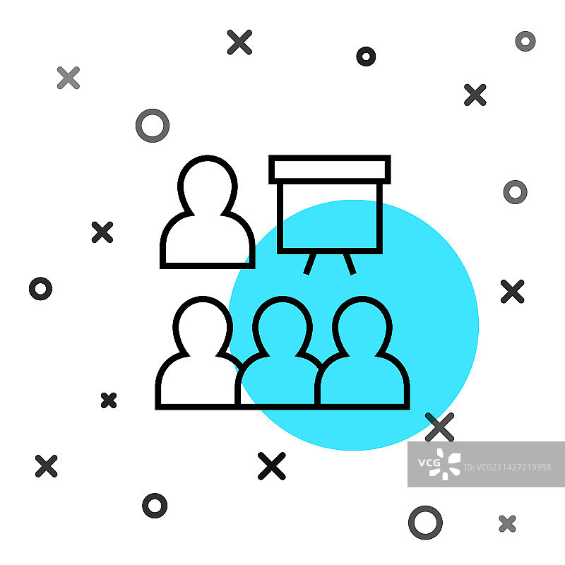 黑色线条培训演示图标图片素材