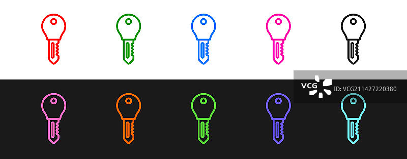 酒店门锁钥匙图标线条组合图片素材