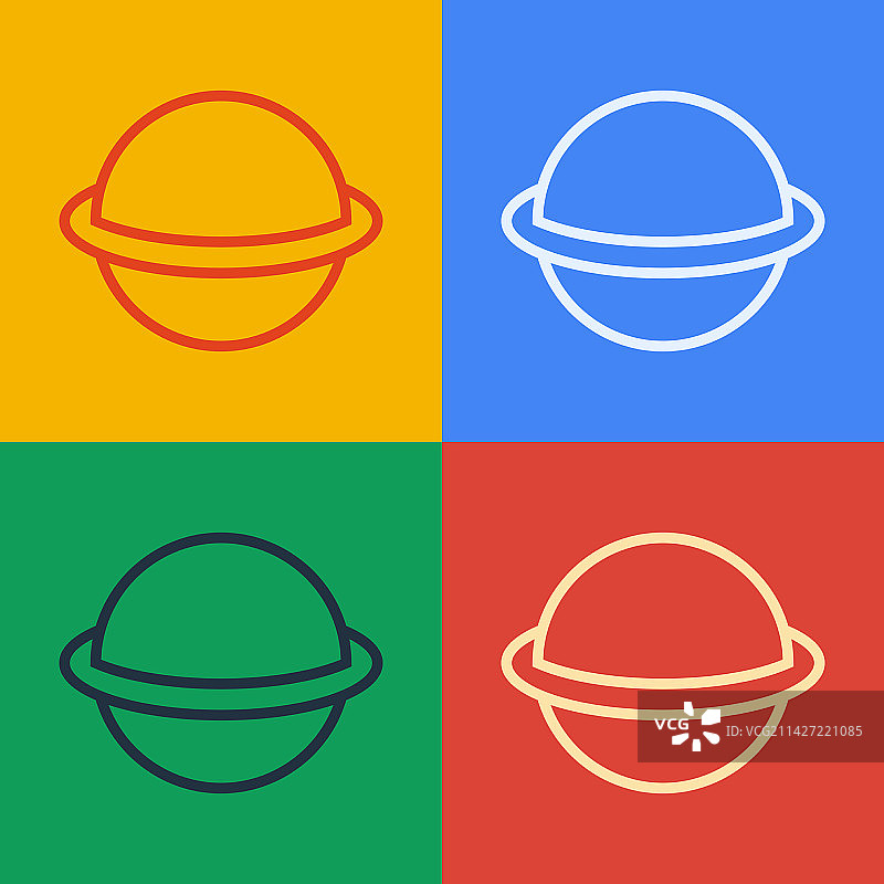 波普艺术线条土星与行星环图片素材