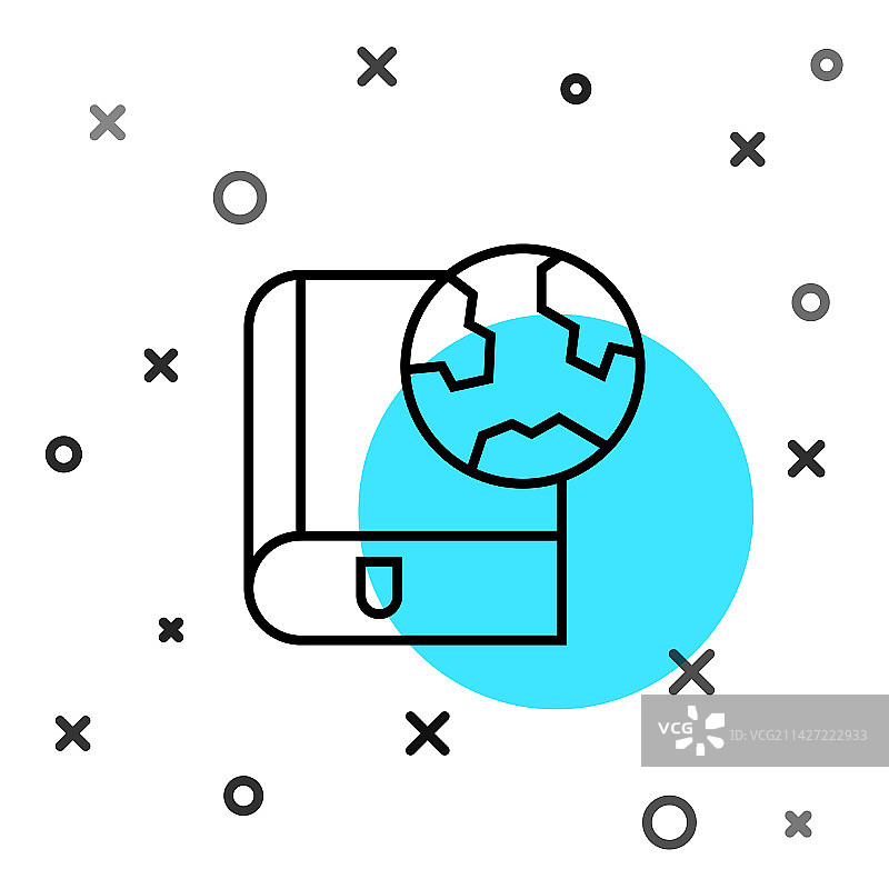 黑色线条地球仪和书籍图标图片素材