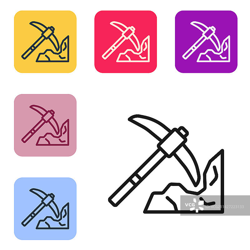 金矿开采图标（白色背景）图片素材