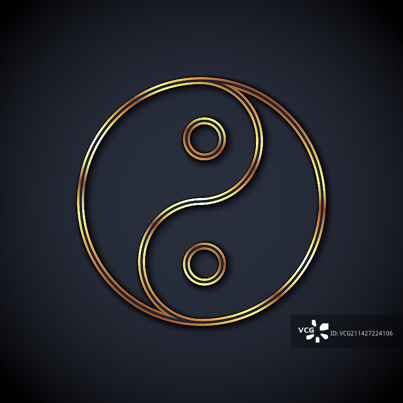 金线阴阳符号，象征和谐与平衡图片素材