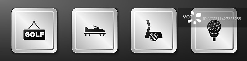 高尔夫标签球鞋球杆与球图片素材