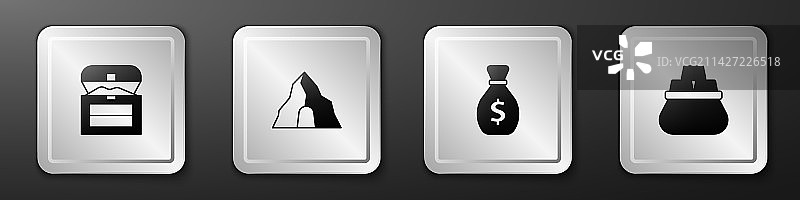 古董宝箱金矿古币套装图片素材